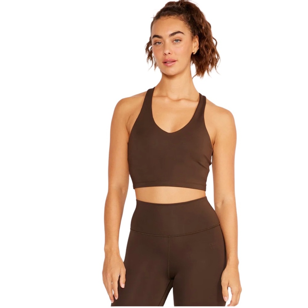 Cream‎ Yoga Carrie Chocolate Brown Racerback Sports Bra Size M